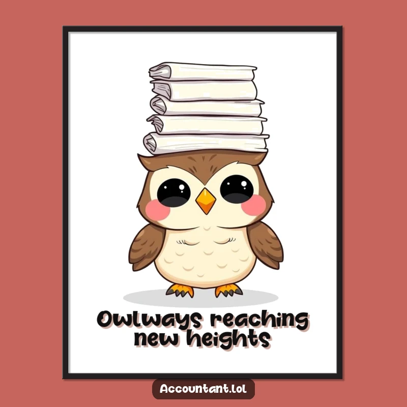 Free Printable Wall Art: Funny Owl Balancing Act, Downloadable Humorous Decor Gift