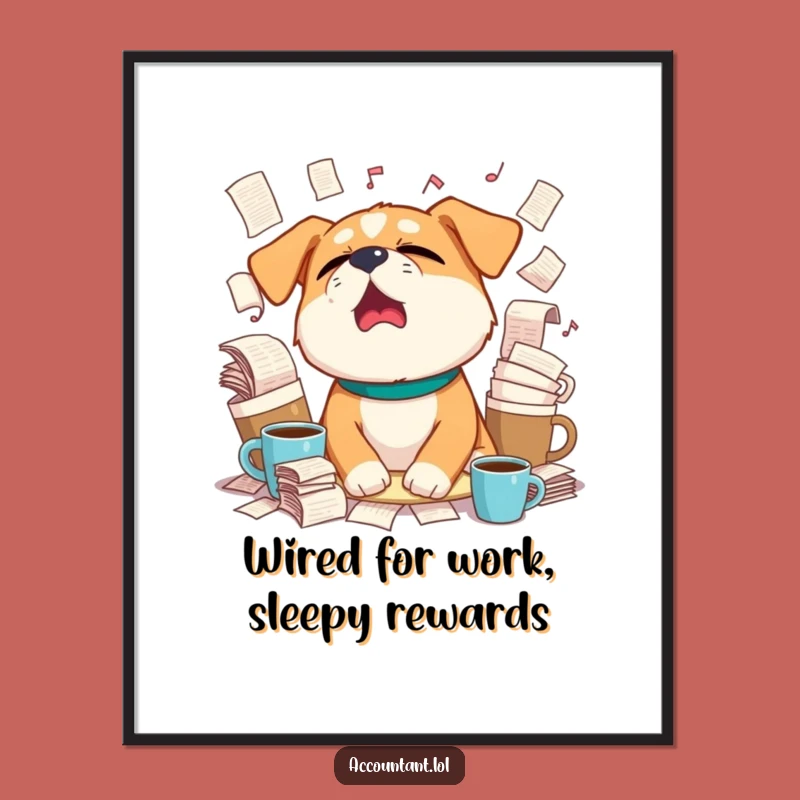 Free Printable Wall Art: Sleepy Dog Coffee Fueled Funny Downloadable Art