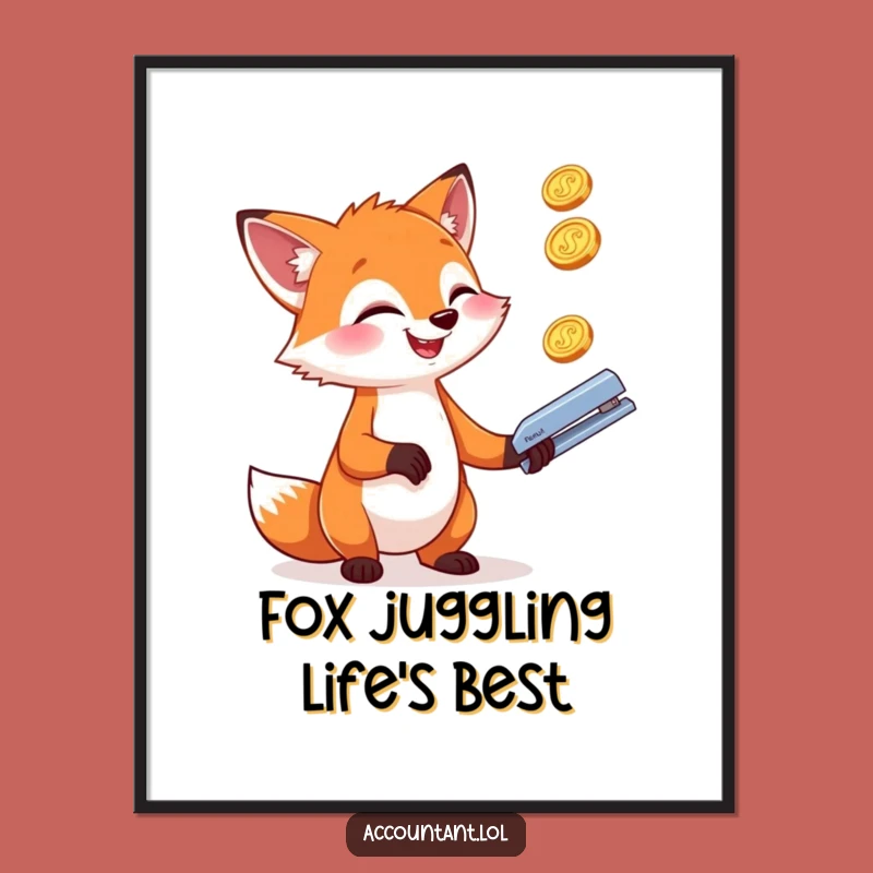 Funny Free Printable Fox Wall Art: Juggling Office Chaos Downloadable Decor