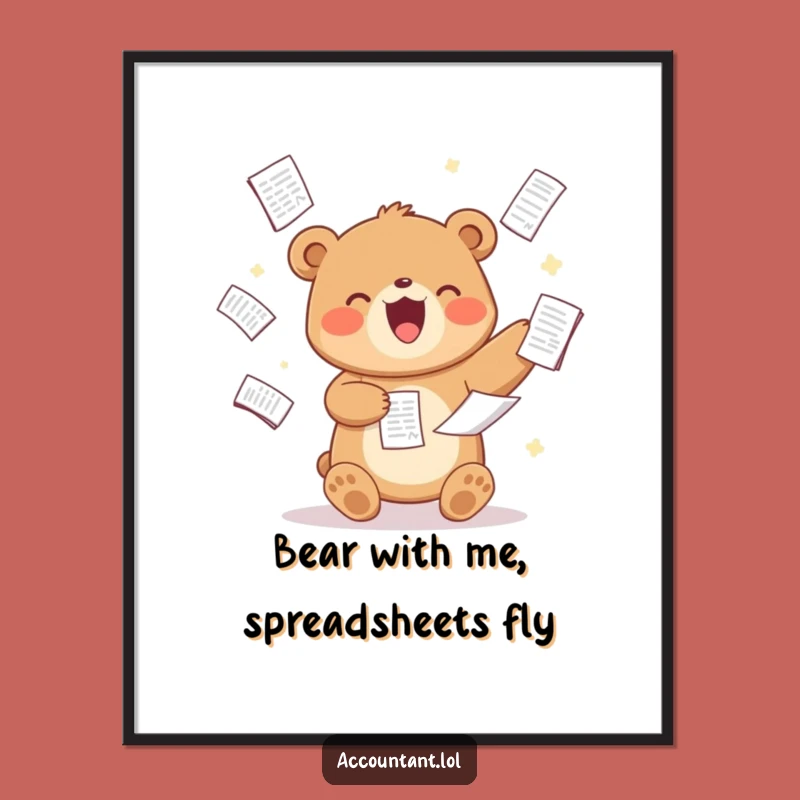 Funny Free Printable Wall Art: Bear Juggling Spreadsheets for Hilarious Office Decor Downloadable Art!