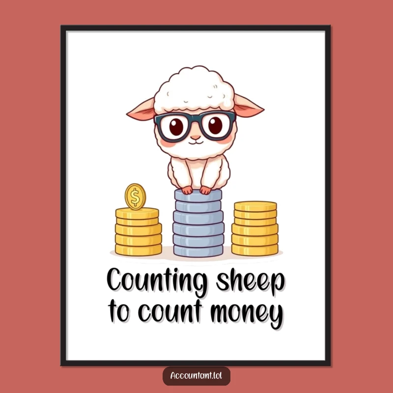 Funny Free Printable Wall Art: Sheep Counting Money for Hilarious Home Decor Downloadable Art!