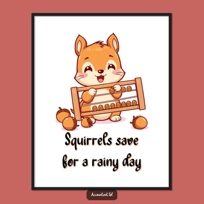 Funny Free Printable Wall Art: Squirrel Counting Acorns for Whimsical Home Decor Downloadable Art!