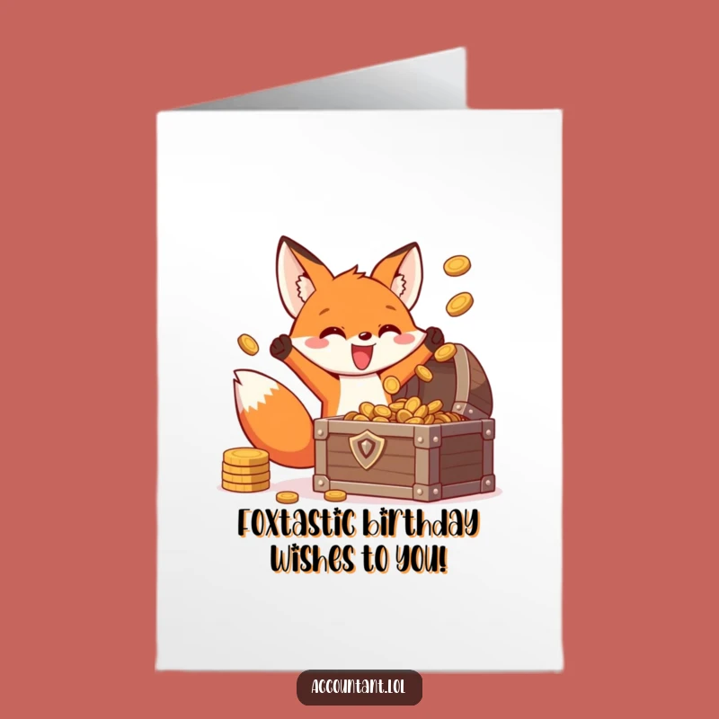 Free Printable Birthday Card: Fox's Treasure Trove of Wishes