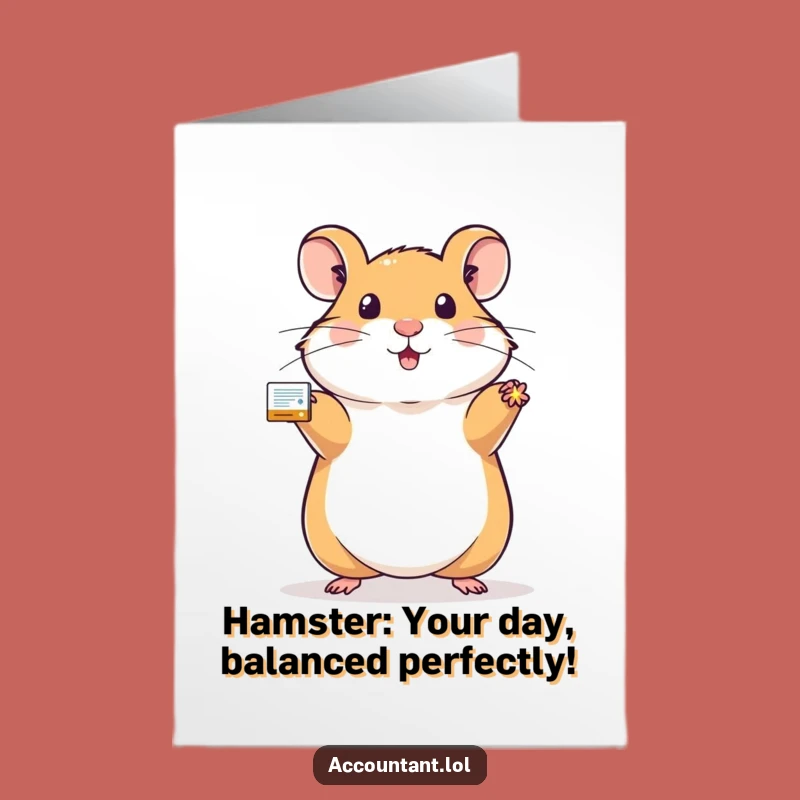 Free Printable Hamster Birthday Card: Funny Balanced Ledger Downloadable Gift for the Organized