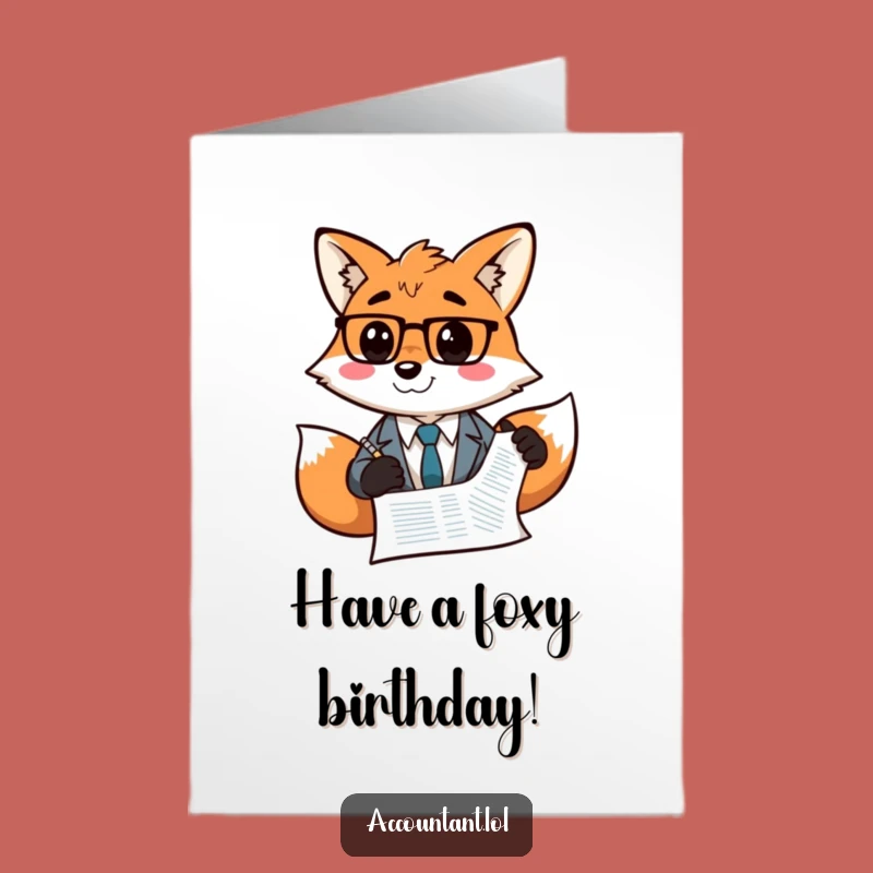 Free Printable Funny Birthday Card: Fox Accountant Gift, Hilarious Downloadable Greeting