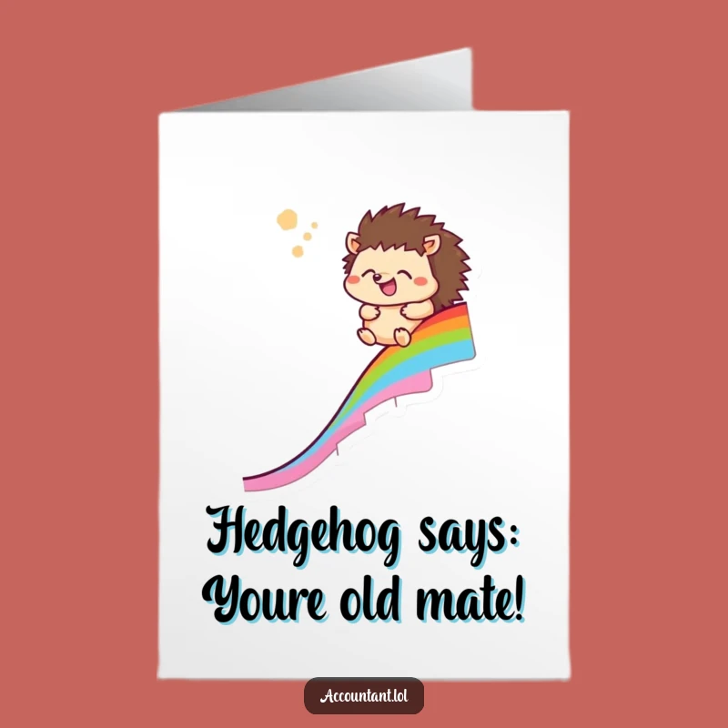 Free Printable Hedgehog Birthday Card: Funny Rainbow Slide Downloadable Gift for Him or Her