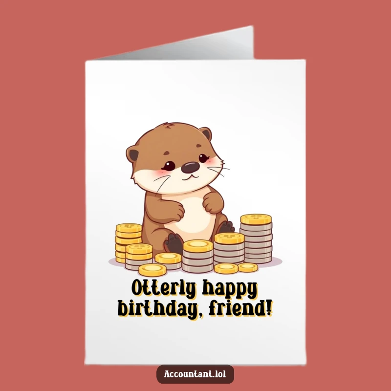 Free Printable Funny Otter Birthday Card: Coin Arranger DL Card