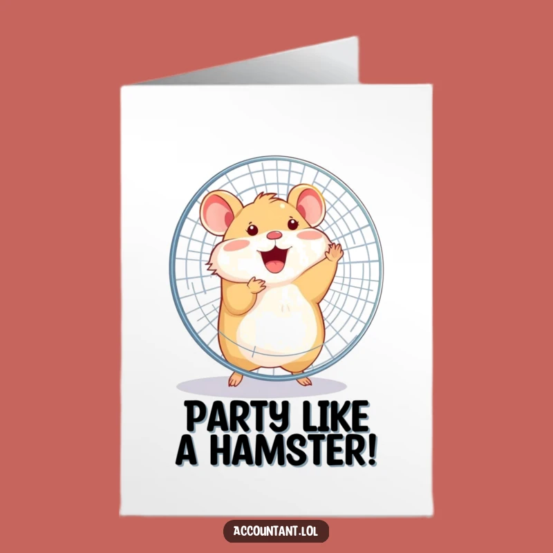 Free Printable Birthday Card: Happy Hamster Office Fan Spin Funny Gift