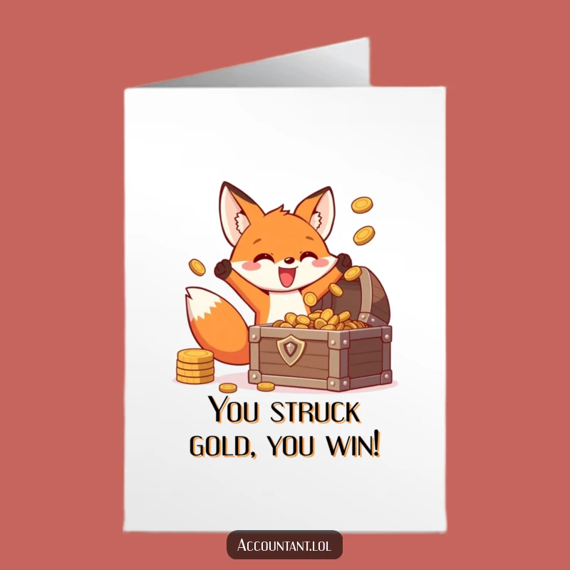 Free Printable Congrats Card: Fox's Treasure Chest Victory!