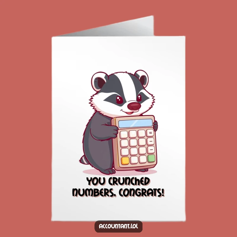 Free Printable Funny Badger Calculator Congratulations Card - Success Downloadable!