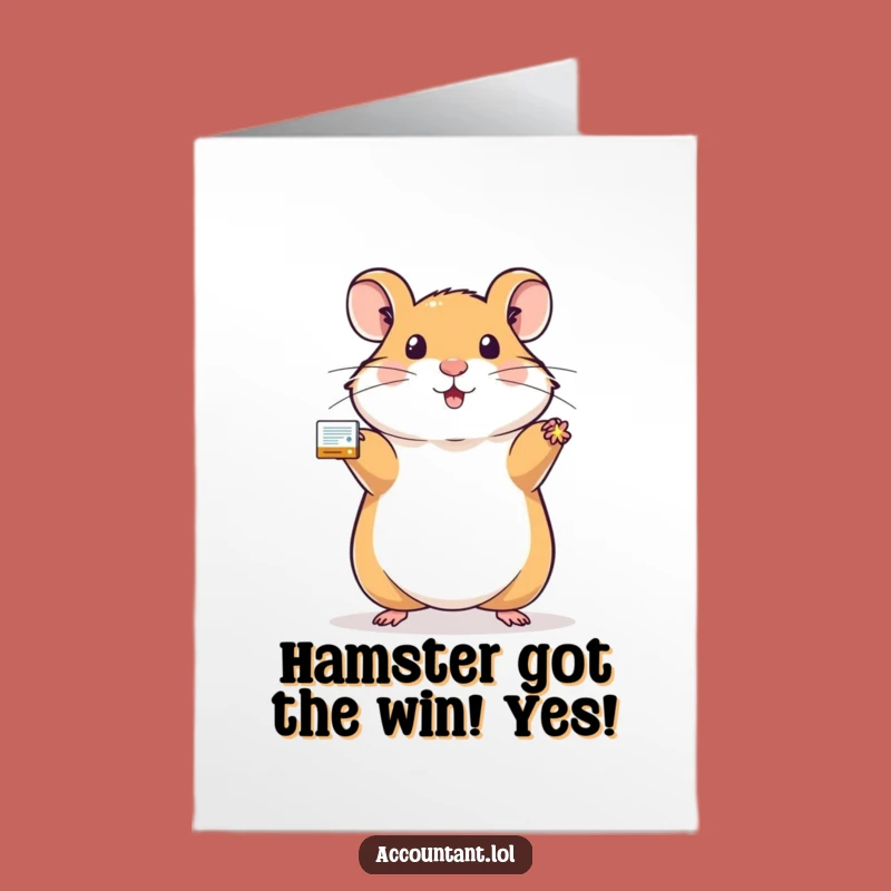 Free Printable Hamster Congrats Card: Funny Balanced Ledger Downloadable Gift for Big Wins
