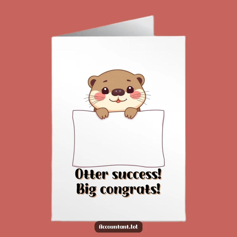 Free Printable Otter Congrats Card: Funny Spreadsheet Peek Downloadable Gift for Smart Achievers