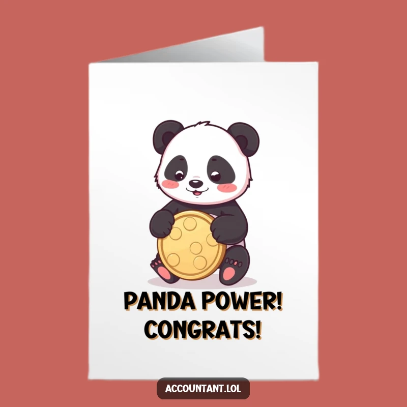 Free Printable Panda Congrats Card: Funny Coin Bounce Downloadable Gift for Big Wins