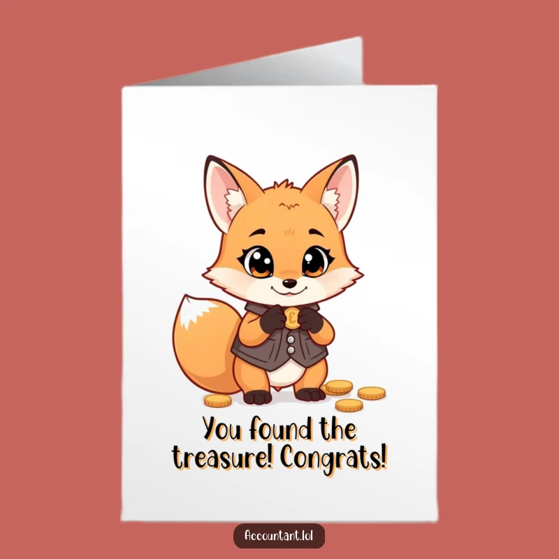 Free Printable Fox Congrats Card: Funny Downloadable Gift for Financial Wins