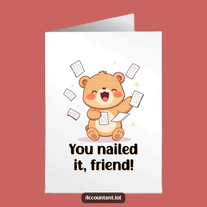 Free Printable Funny Bear Congrats Card: Ace Your Goals with This Hilarious Downloadable Gift!