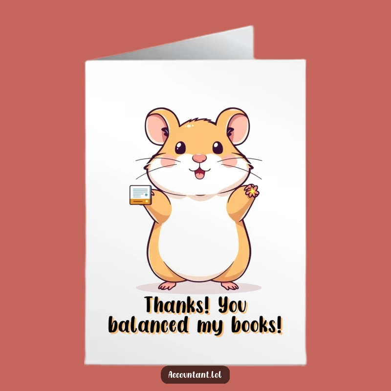 Free Printable Hamster Thank You Card: Funny Balanced Ledger Downloadable Gift for Appreciation