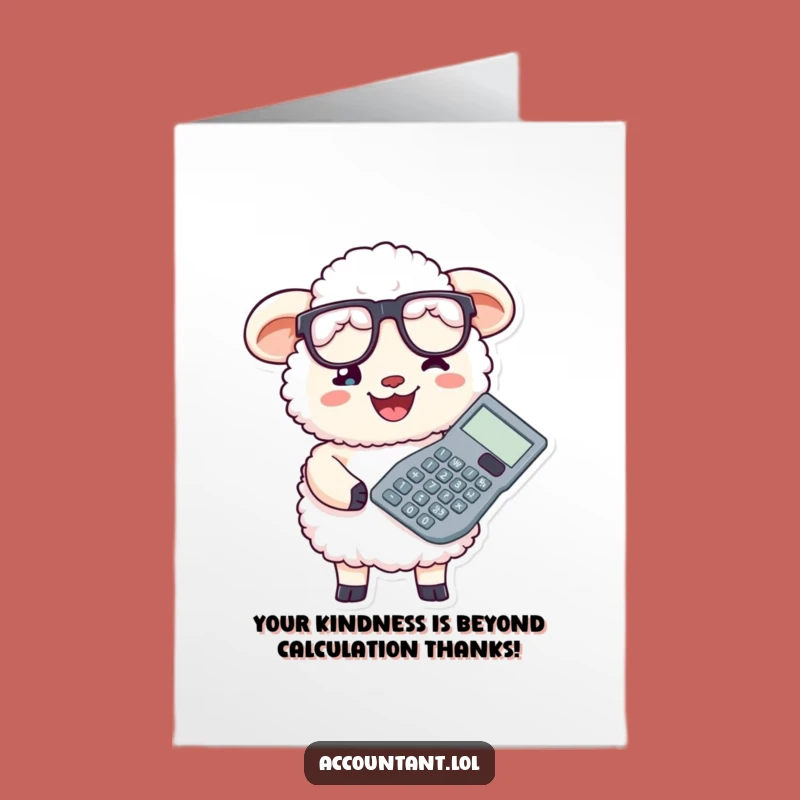 Funny Free Printable Thank You Card: Sheep Accountant Expresses Gratitude with Calculator, Downloadable Joy