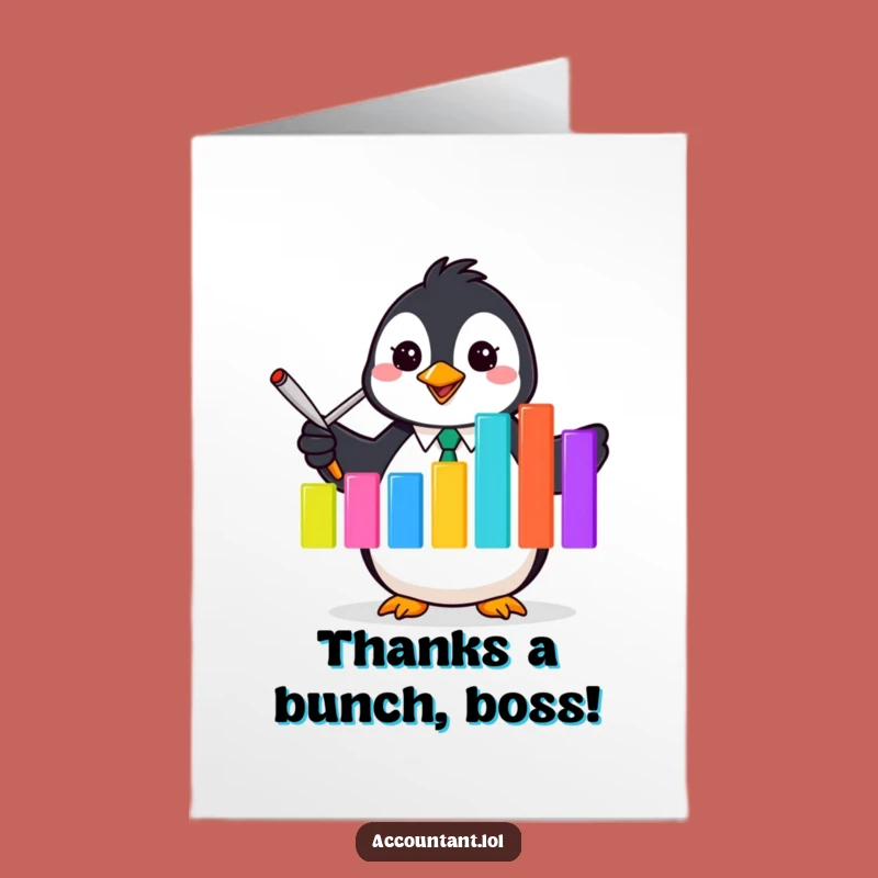 Free Printable Thank You Card: Penguin Accountant Gratitude, Hilarious Downloadable Appreciation