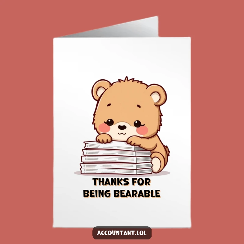 Free Printable Bear Thank You Card: Grateful Spreadsheet DL Card