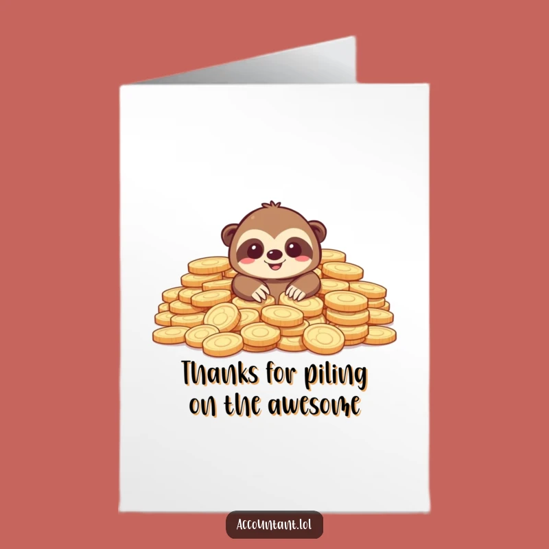 Free Printable Sloth Thank You Card: Humorous Coin Lover Digital Download Gift