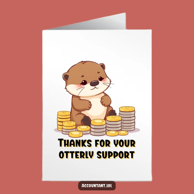 Free Printable Otter Thank You Card: Grateful Coin DL Card