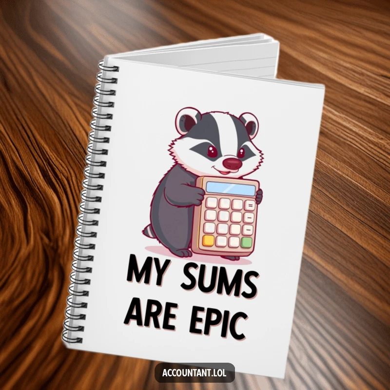Funny Badger Notebook: A determined badger pushes a giant calculator, perfect for jotting down calculations and ideas.