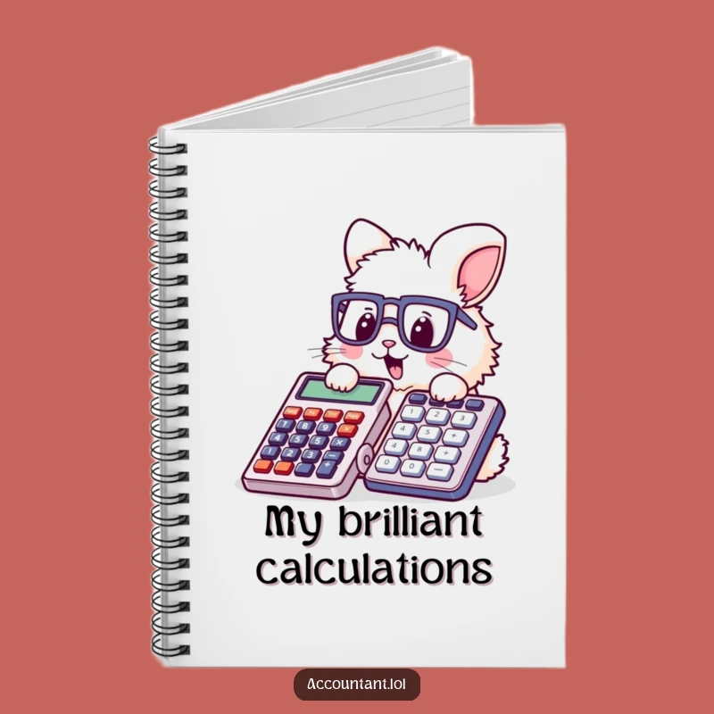 Funny Bunny Accountant Notebook - Cute Glasses Rabbit Stamping Calculator Journal