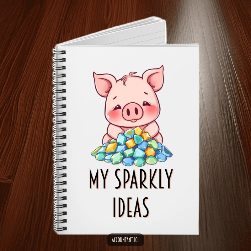 Funny Pig Notebook: A smiling pig counts sparkling gems, perfect for jotting down ideas and treasures.