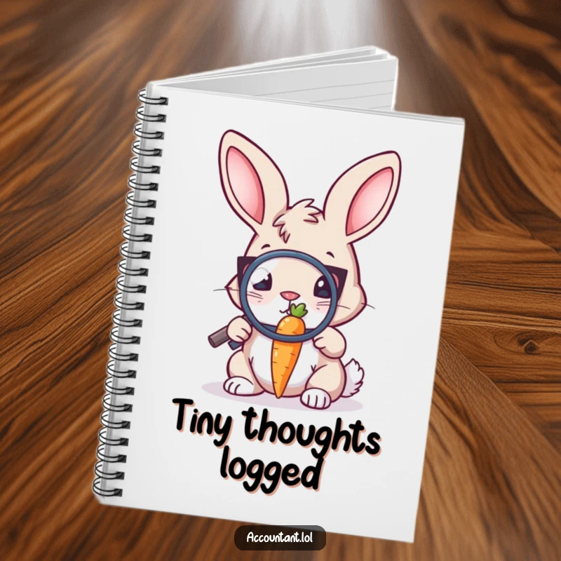 Funny Bunny Auditor Notebook: Features a bunny auditor examining a tiny carrot with a magnifying glass on the cover.