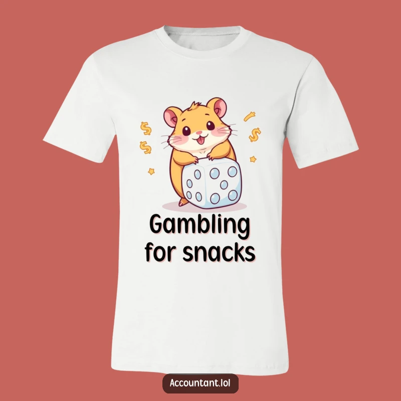 Funny Chubby Hamster Rolling Dollar Dice T-Shirt: Hilarious Gift for Animal & Gamble Fans