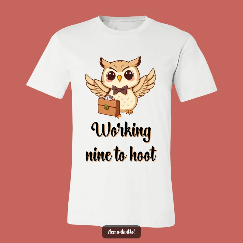 Funny Owl Bow Tie T-Shirt: Executive Owl Soaring with Briefcase Party