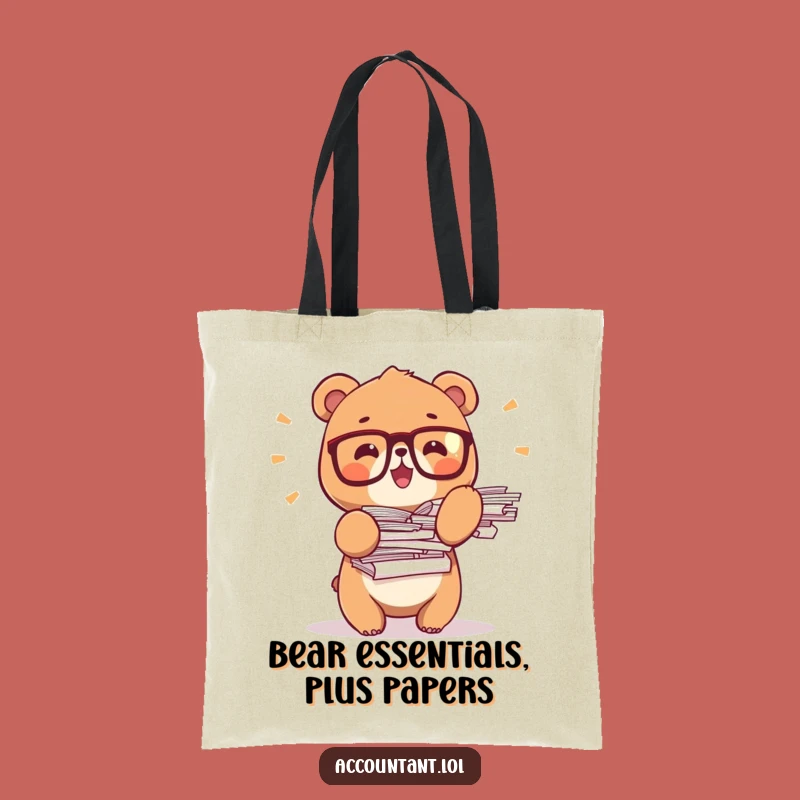 Funny Bear Office Tote Bag: Tiny Glasses Bear Accessory, Perfect Gift