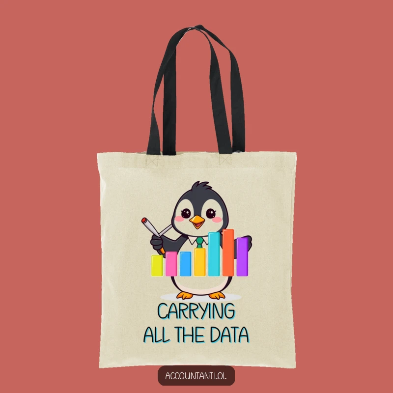 Funny Penguin Accountant Tote Bag - Chic Flipper Graph Design Gift