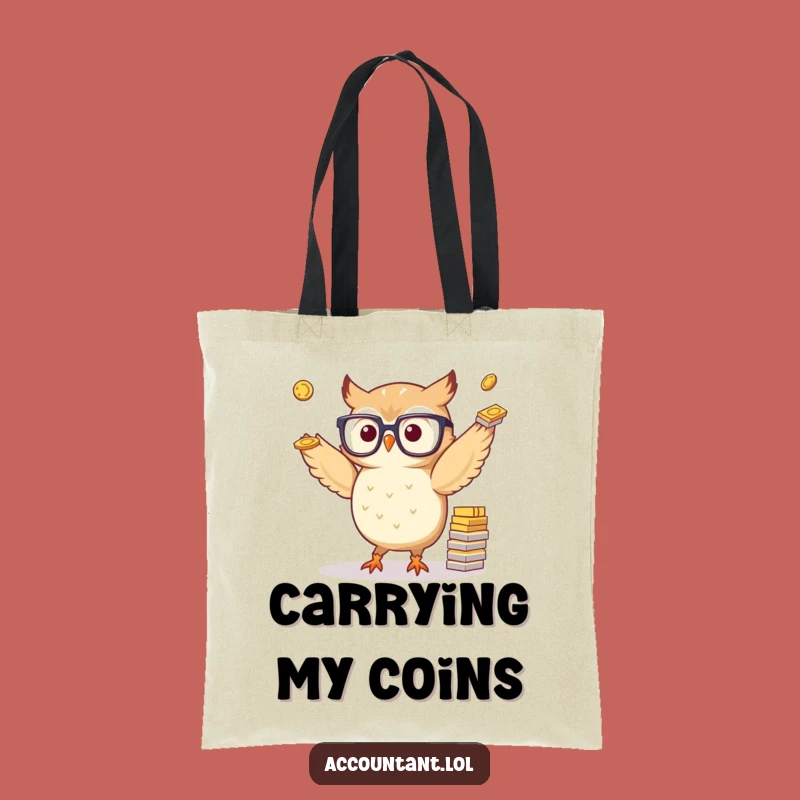Funny Owl Juggling Coins Tote Bag: Carry Your Wealth with Humor, Gift