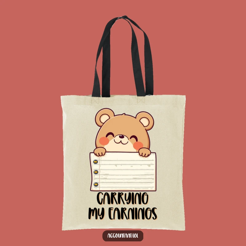 Funny Chubby Bear Accountant Tote Bag: Stylish Ledger Surprise Carryall