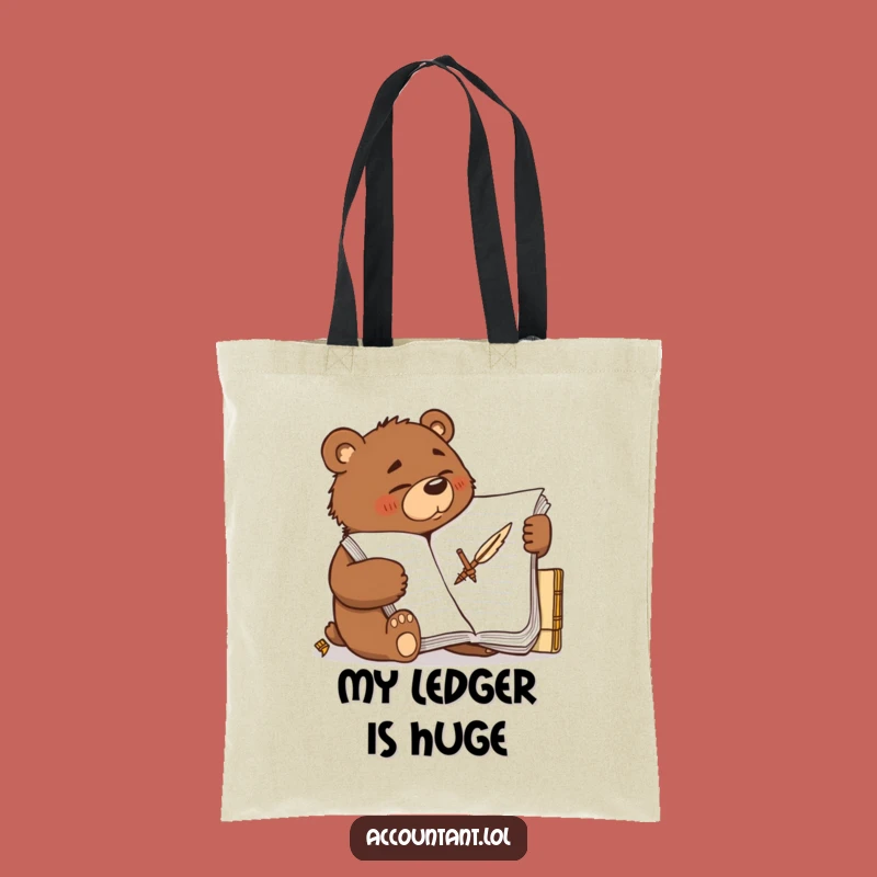 Funny Bear Accountant Tote Bag - Sturdy Brown Bear Carry-All, Great Gift for Organizers