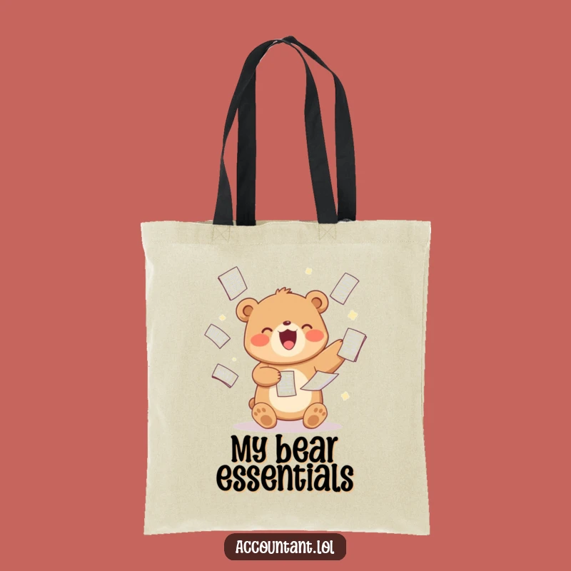 Funny Bear Analyst Tote Bag: Cute Spreadsheet Juggling Carry-All for Professionals