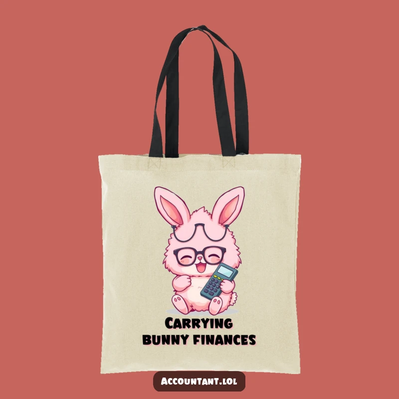 Funny Bunny Accountant Tote Bag - Chic Pink Rabbit Carry-All, Great Gift for Shoppers