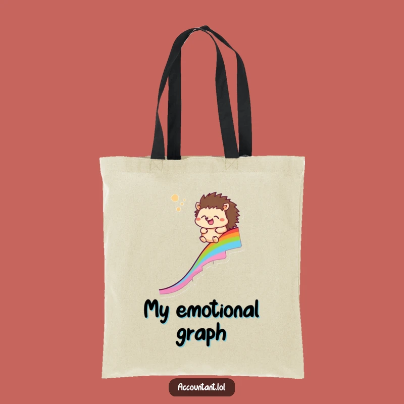 Funny Hedgehog Rainbow Chart Tote Bag: Carry Your Triumphs with Humor